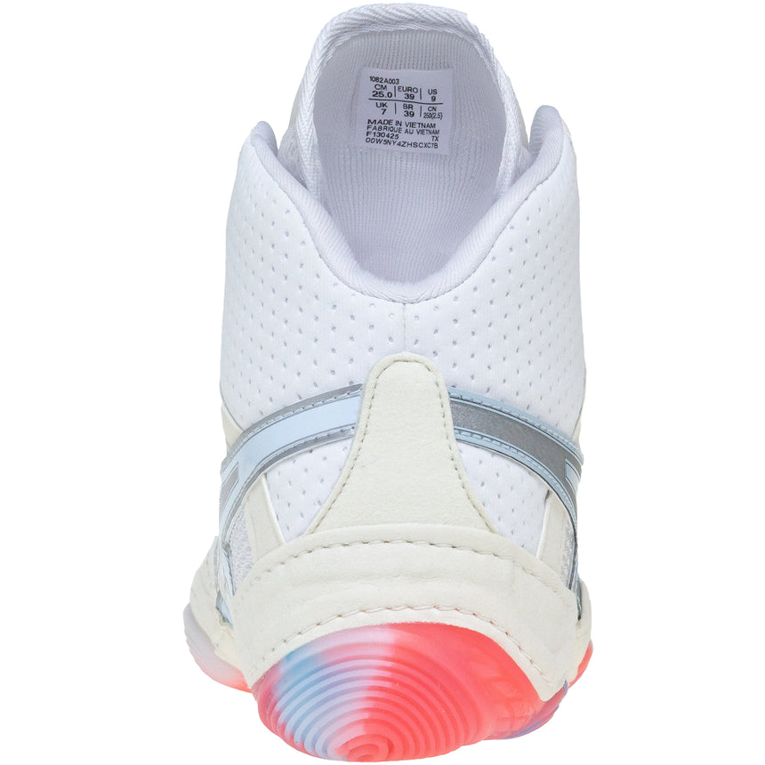 ASICS Women’s MatBlazer Wrestling Shoes in White and Silver back view