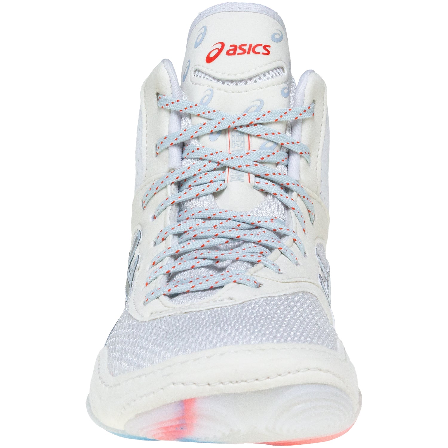 ASICS Women’s MatBlazer Wrestling Shoes in White and Silver front view