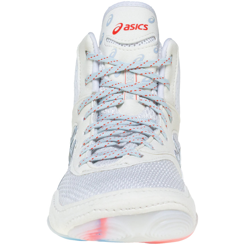 ASICS Women’s MatBlazer Wrestling Shoes in White and Silver front view