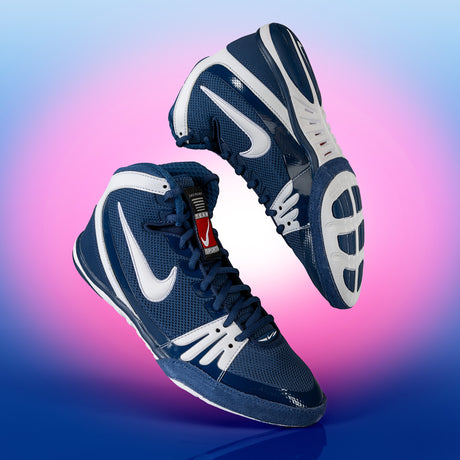 Nike Freek Wrestling Shoes in Navy Blue and White hero image
