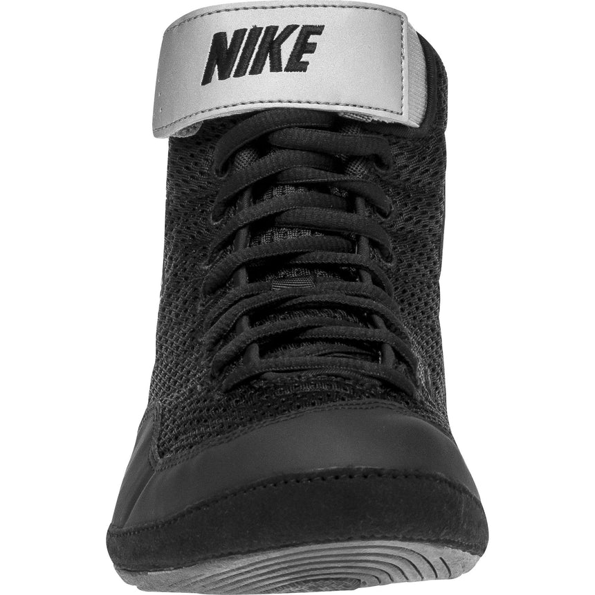 Nike Inflict 3 Wrestling Shoes in Black and Silver front view