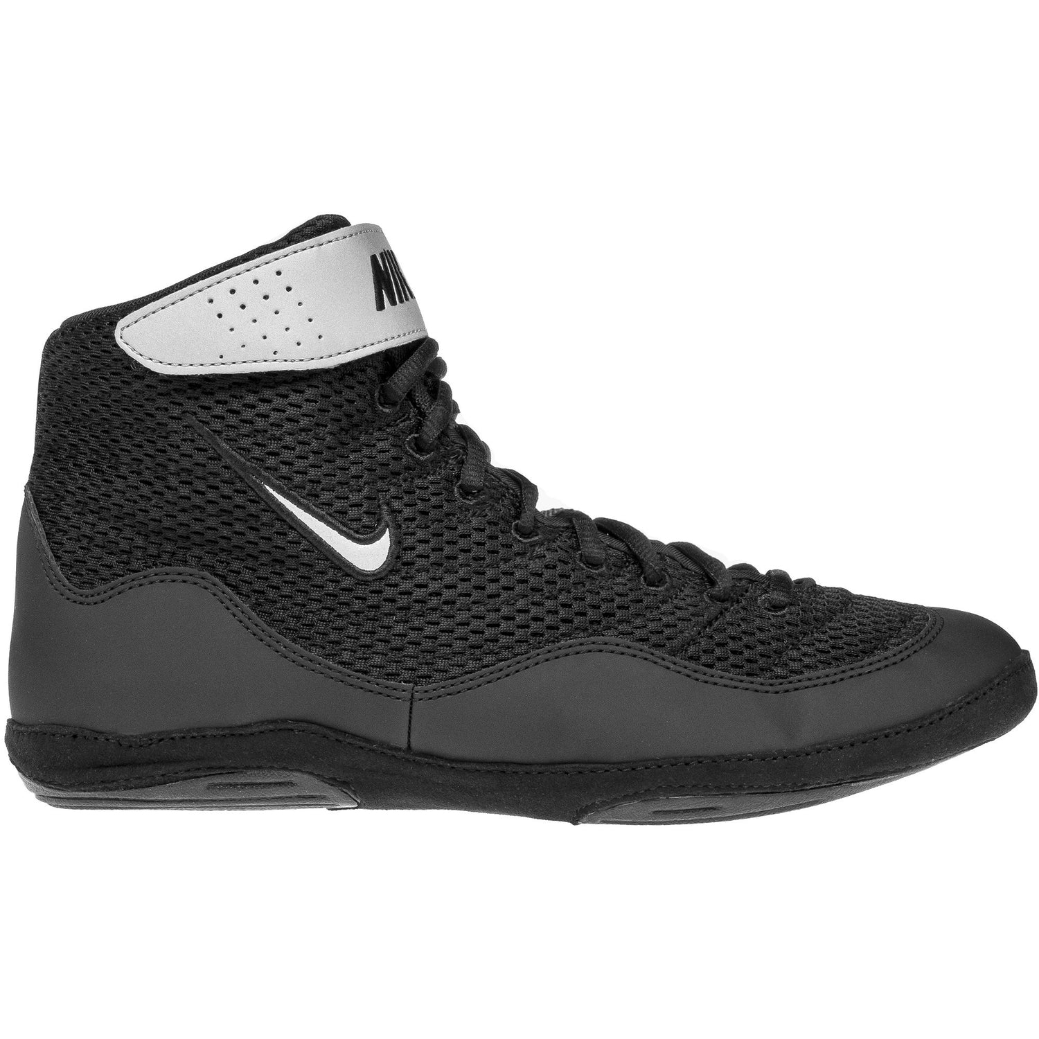 Nike Inflict 3 Wrestling Shoes in Black and Silver side view