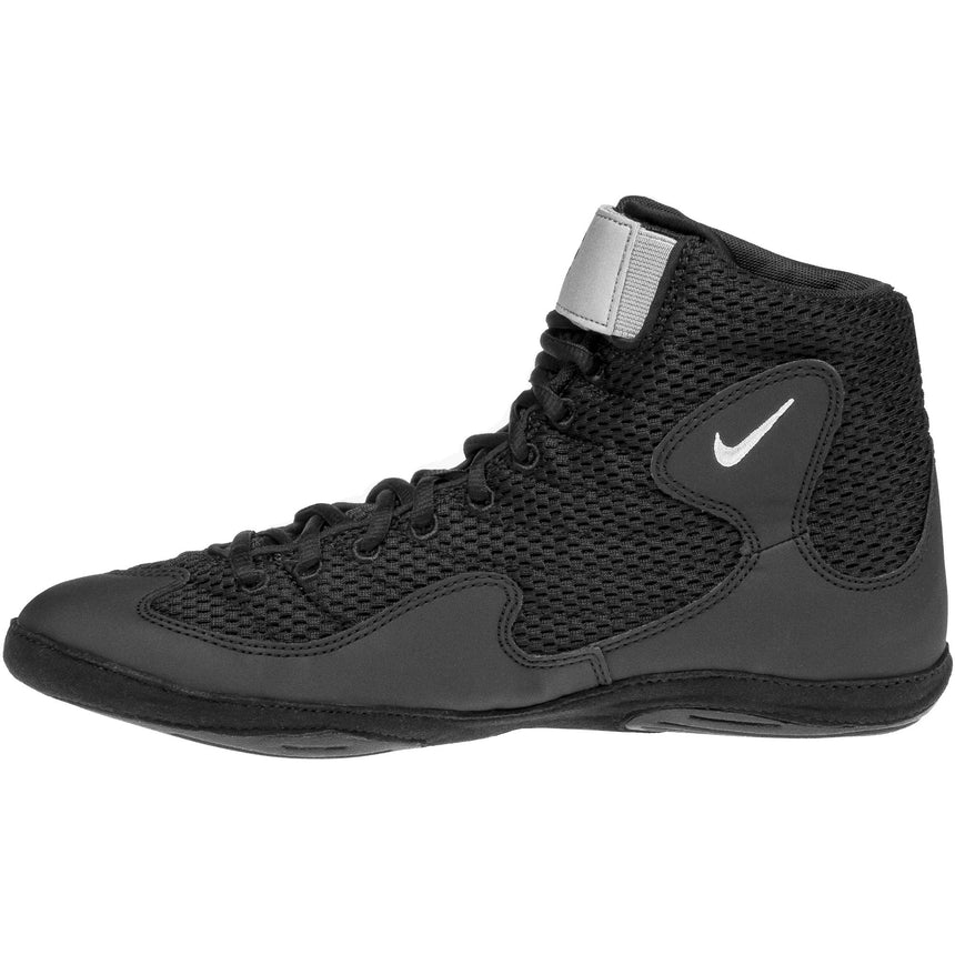 Nike Inflict 3 Wrestling Shoes in Black and Silver side view 2