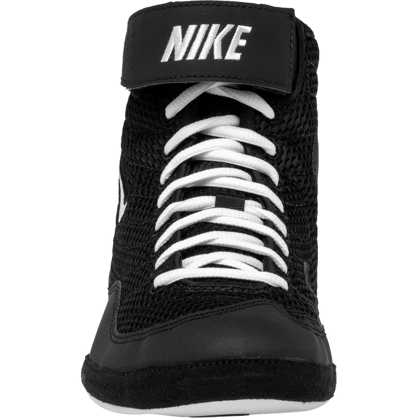 Nike Inflict 3 Wrestling Shoes in Black and White front view