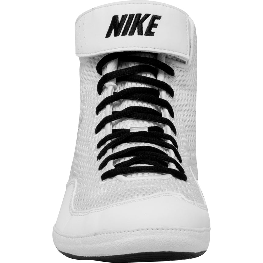 Nike Inflict 3 Wrestling Shoes in White and Black front view