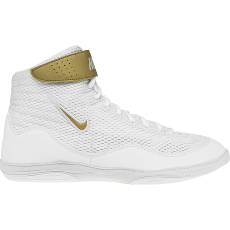 Nike Inflict 3 Wrestling Shoes in White and Gold side view