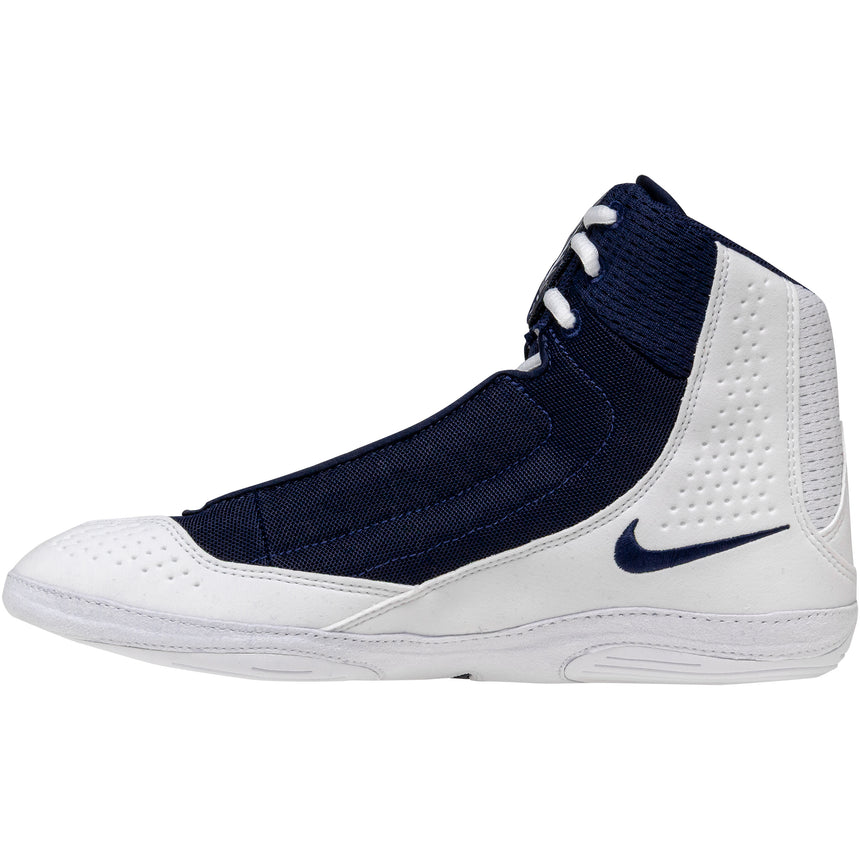 Nike Inflict 4 Wrestling Shoes in Navy and White side view 2
