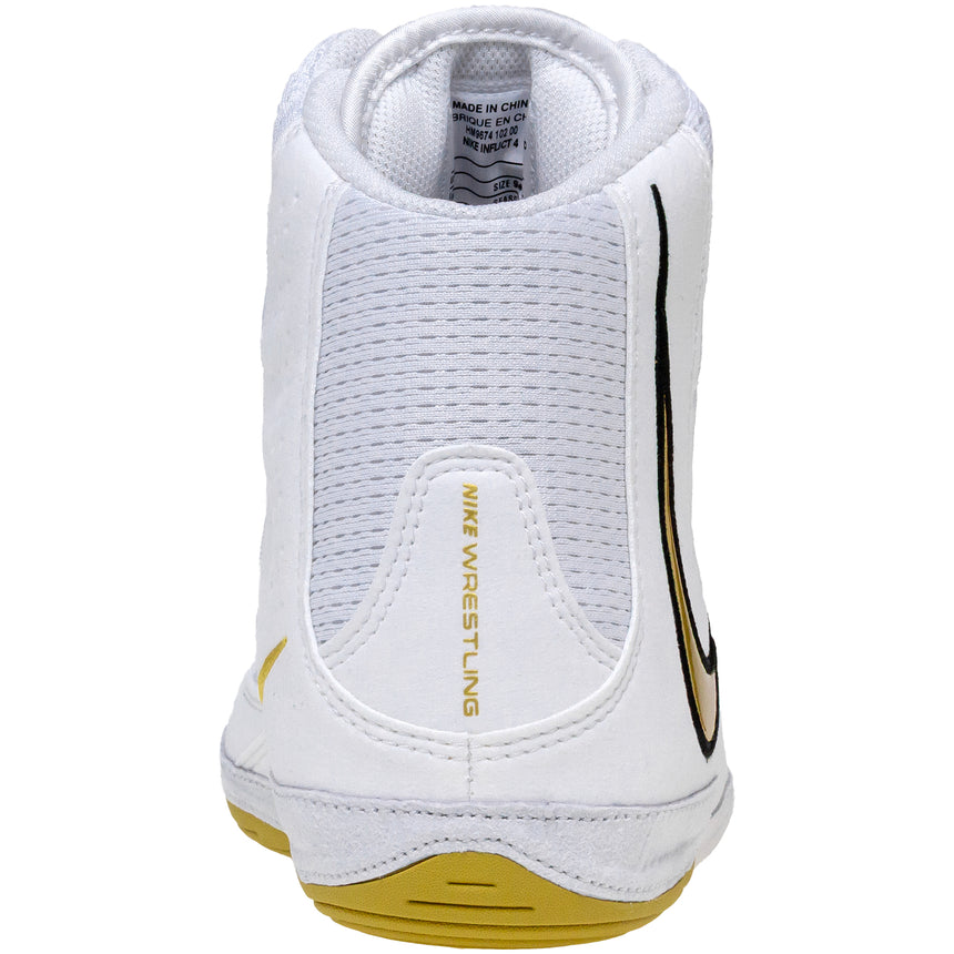 Nike Inflict 4 Wrestling Shoes in White and Gold back view