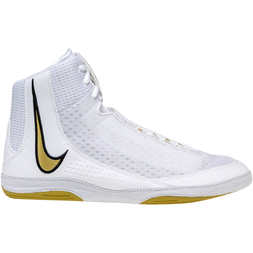 Nike Inflict 4 Wrestling Shoes in White and Gold side view