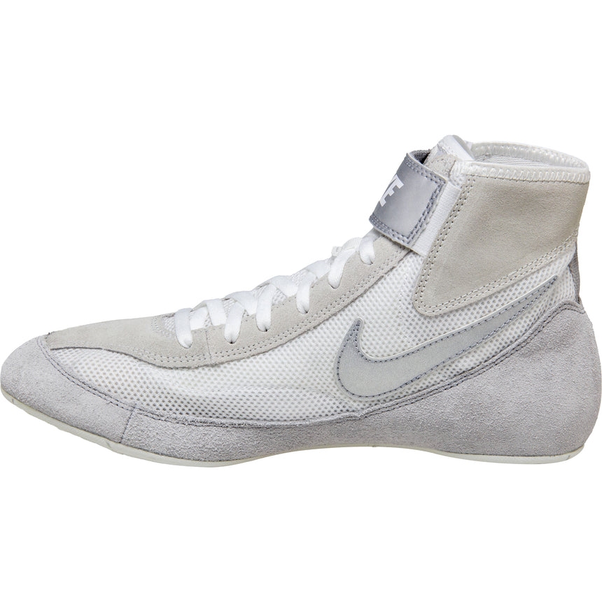 Nike SpeedSweep VII Wrestling Shoes in White and Silver side view 2