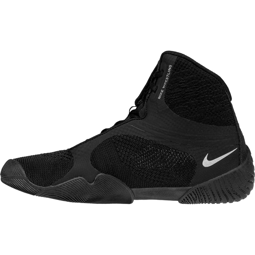 Nike Tawa Wrestling Shoes in Black and Silver side view 2