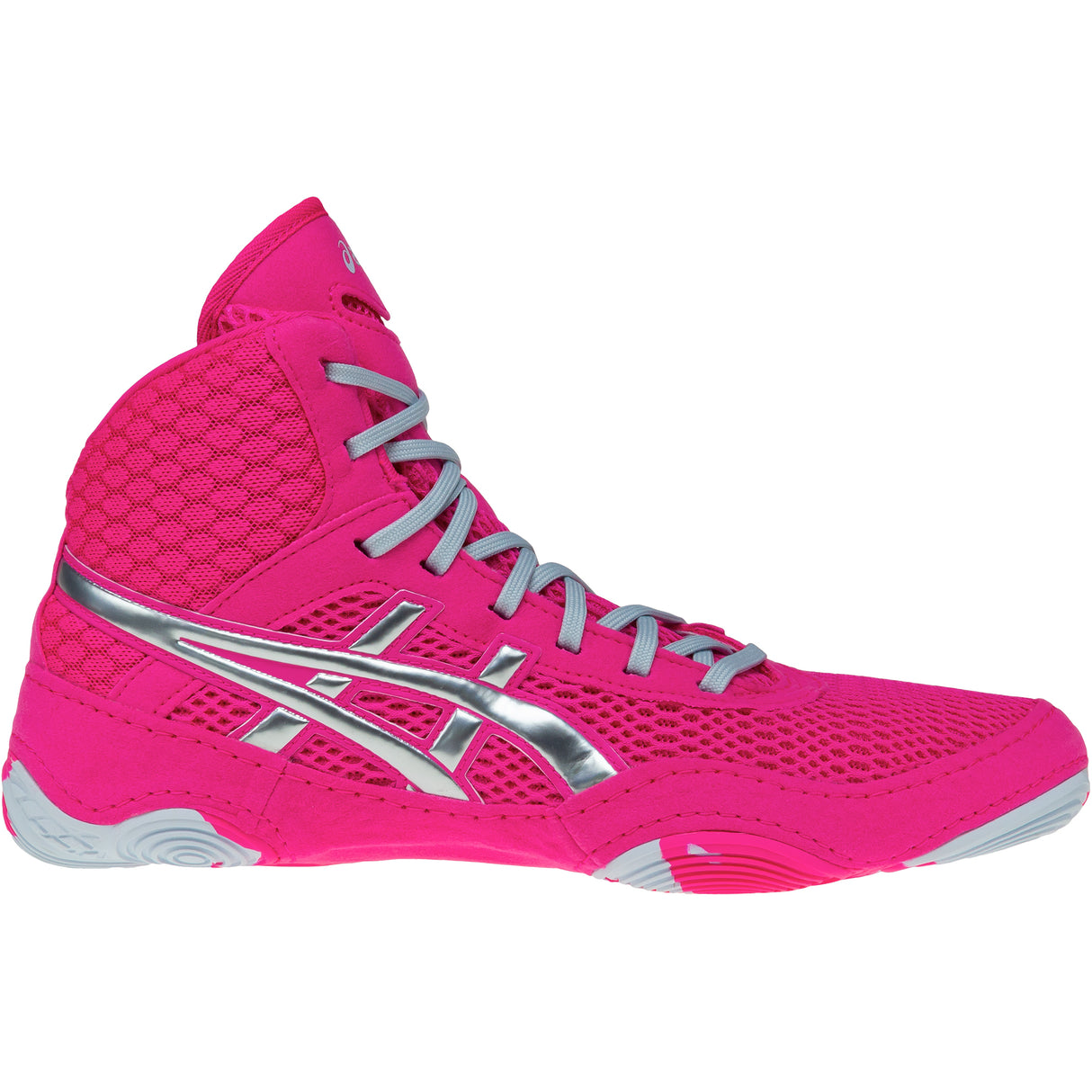 ASICS MatBlazer Women's Wrestling Shoe in Pink and Silver from the side