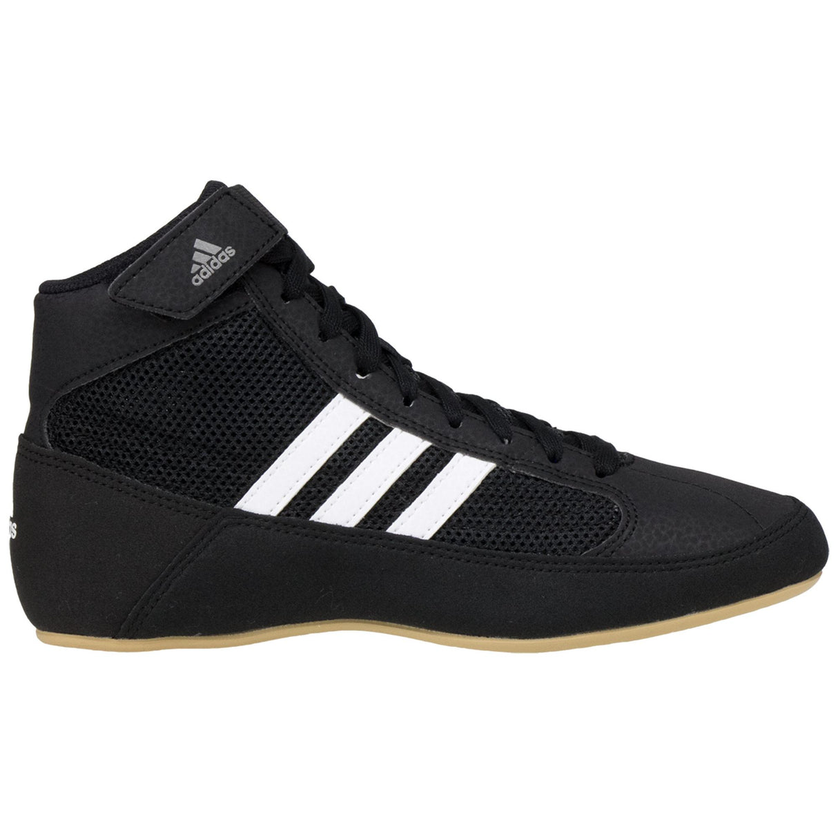 Adidas HVC 2 Wrestling Shoe in black and white from the side