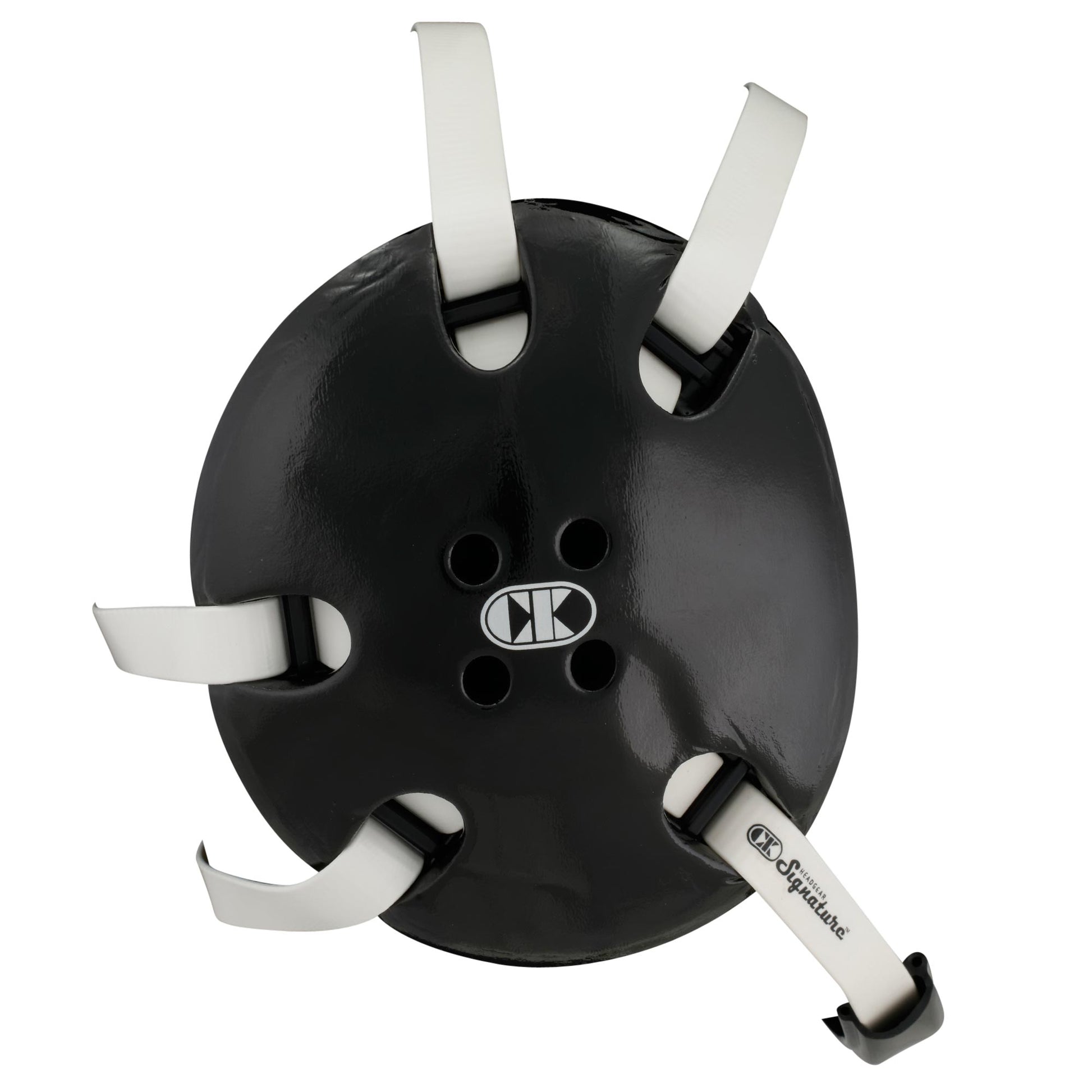 Cliff Keen Signature Headgear Black shells with white straps from the side