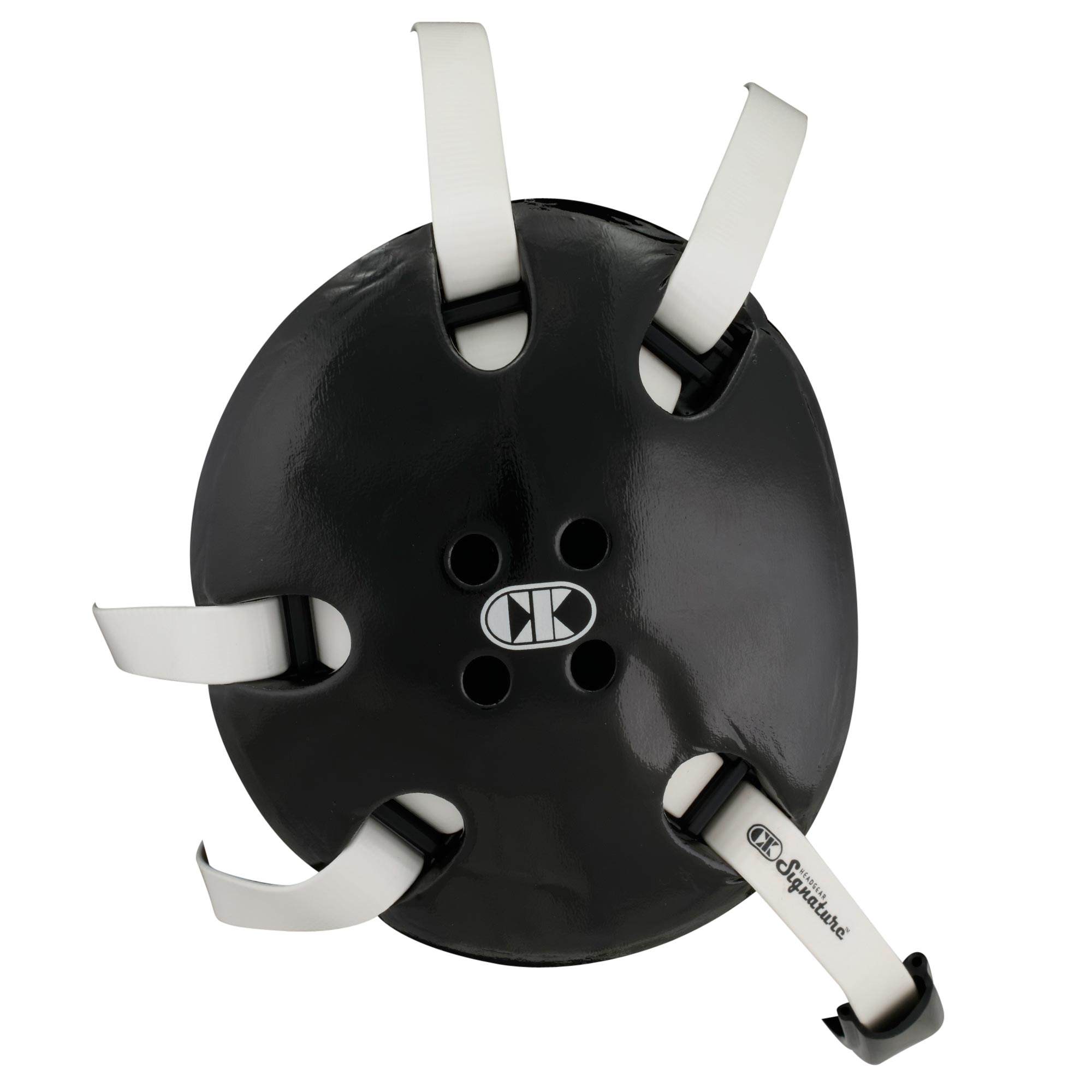 Cliff Keen Signature Headgear Black shells with white straps from the side