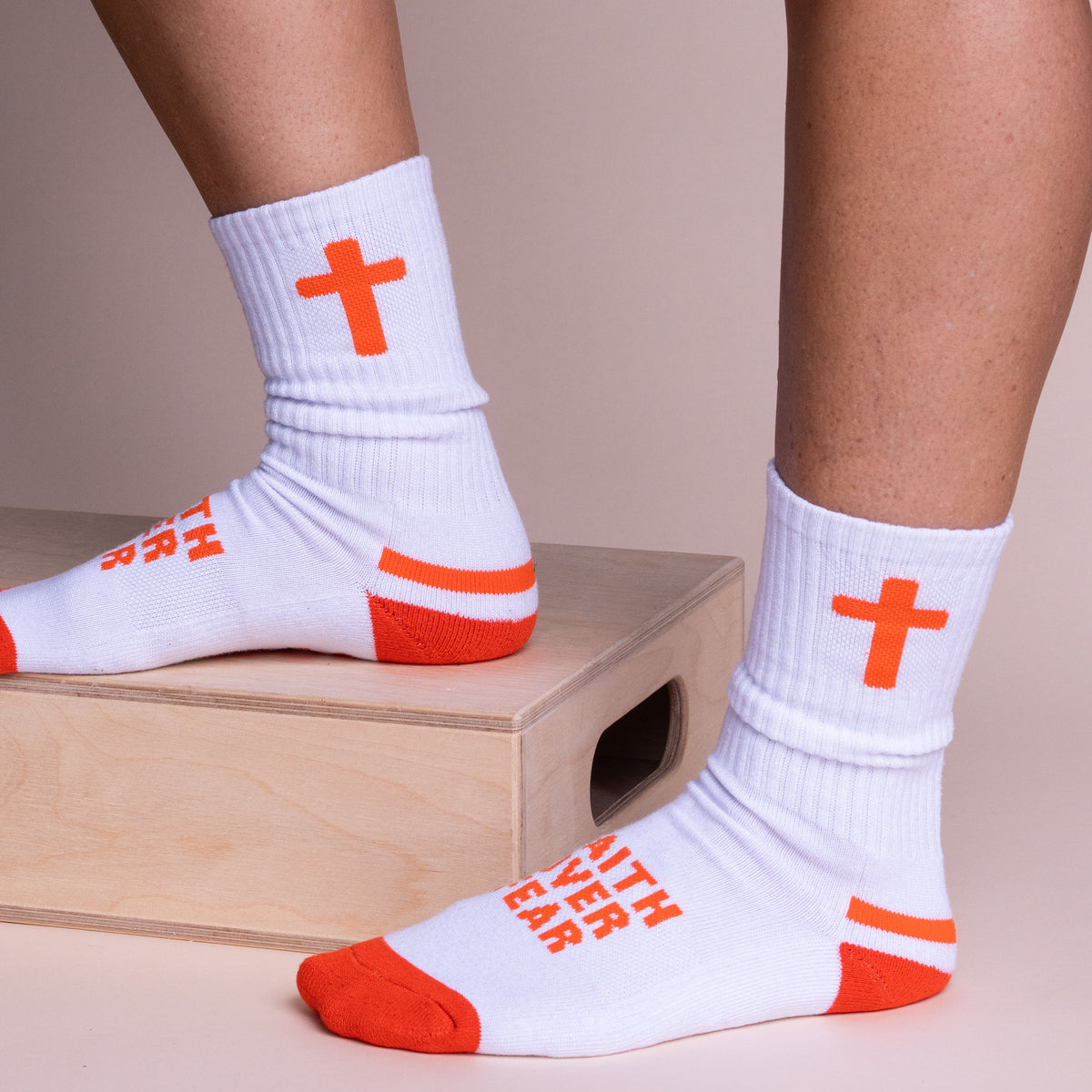FAITH OVER FEAR-White-Orange