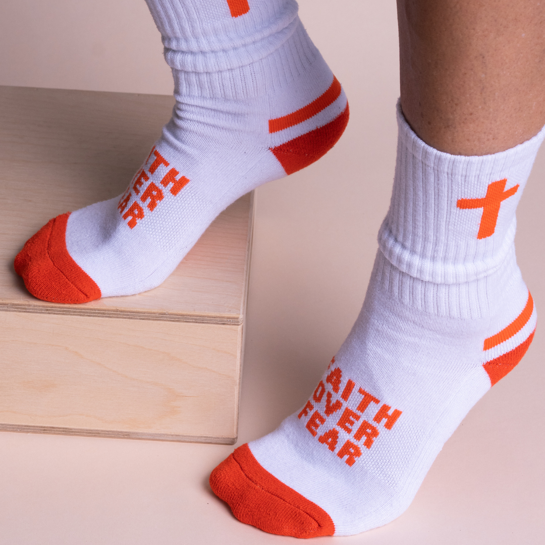 FAITH OVER FEAR-White-Orange