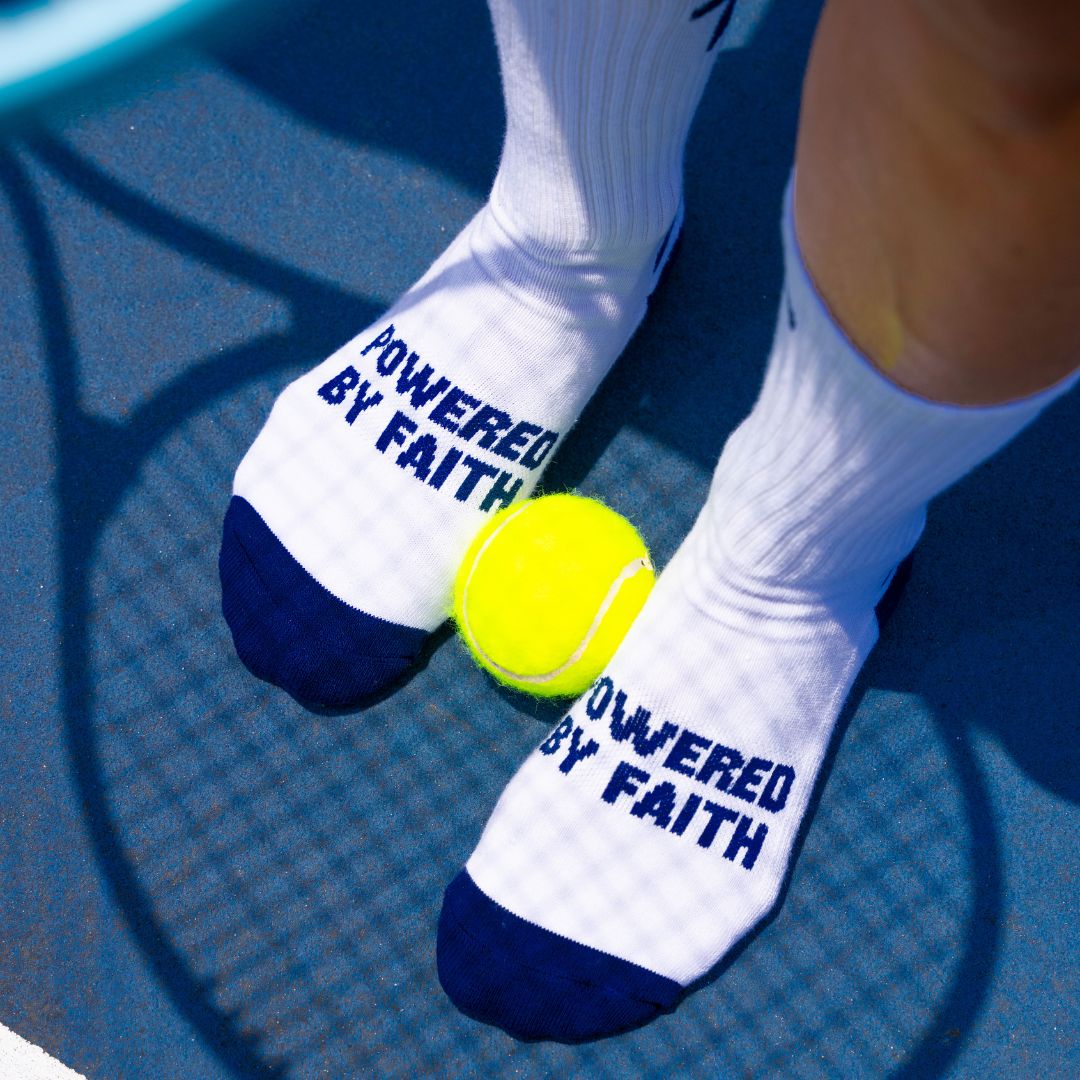 POWERED BY FAITH-White-Navy