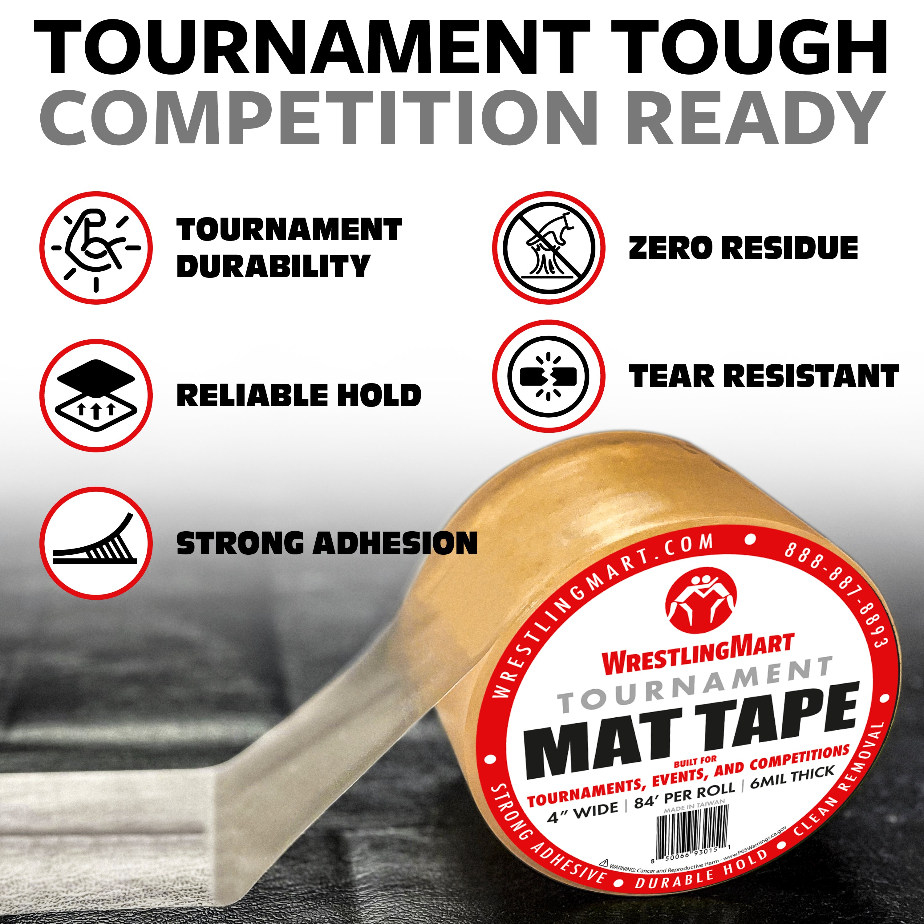 WrestlingMart 4 Inch Tournament Mat Tape Case (1 Case/18 rolls)