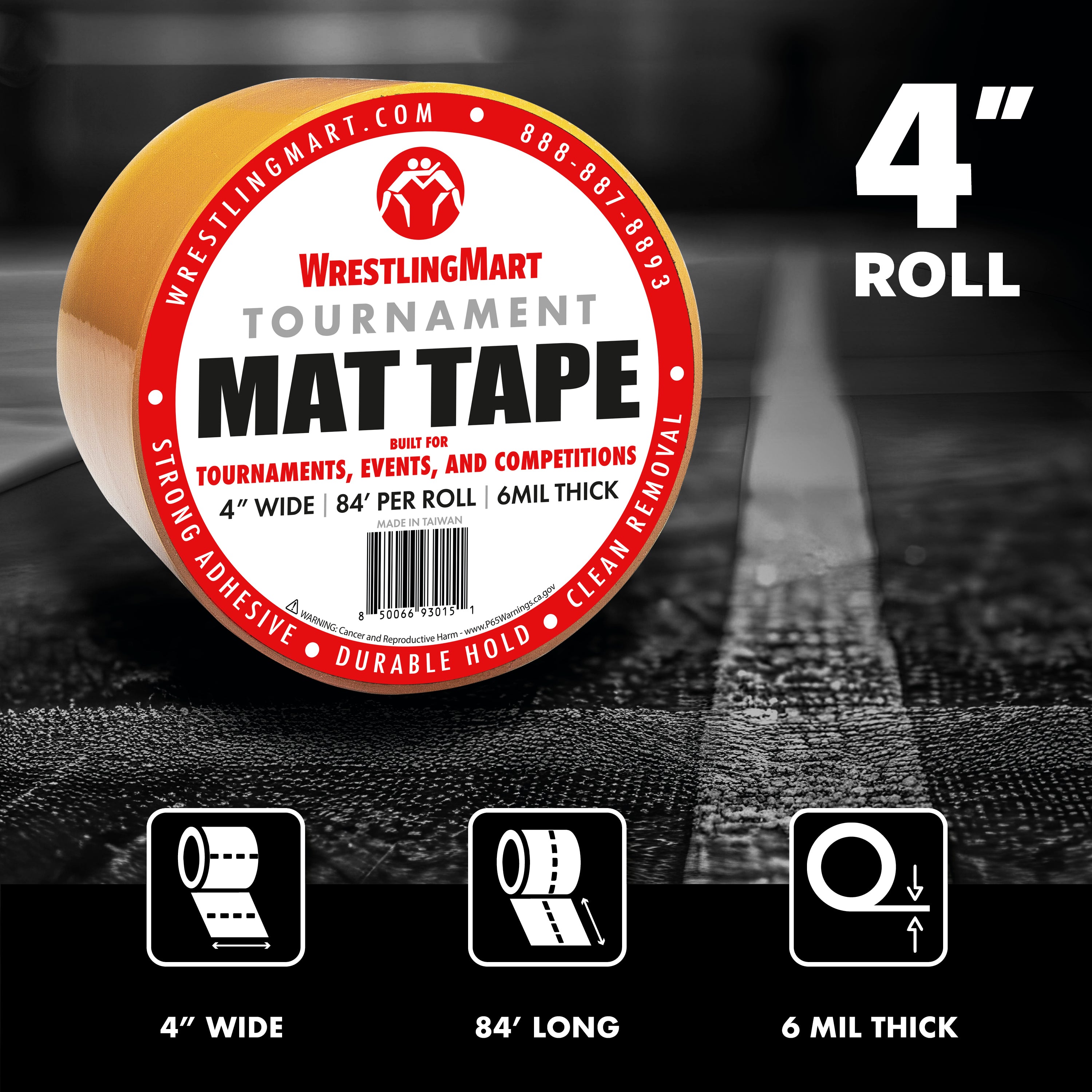WrestlingMart 4 Inch Tournament Mat Tape Case (1 Case/18 rolls)