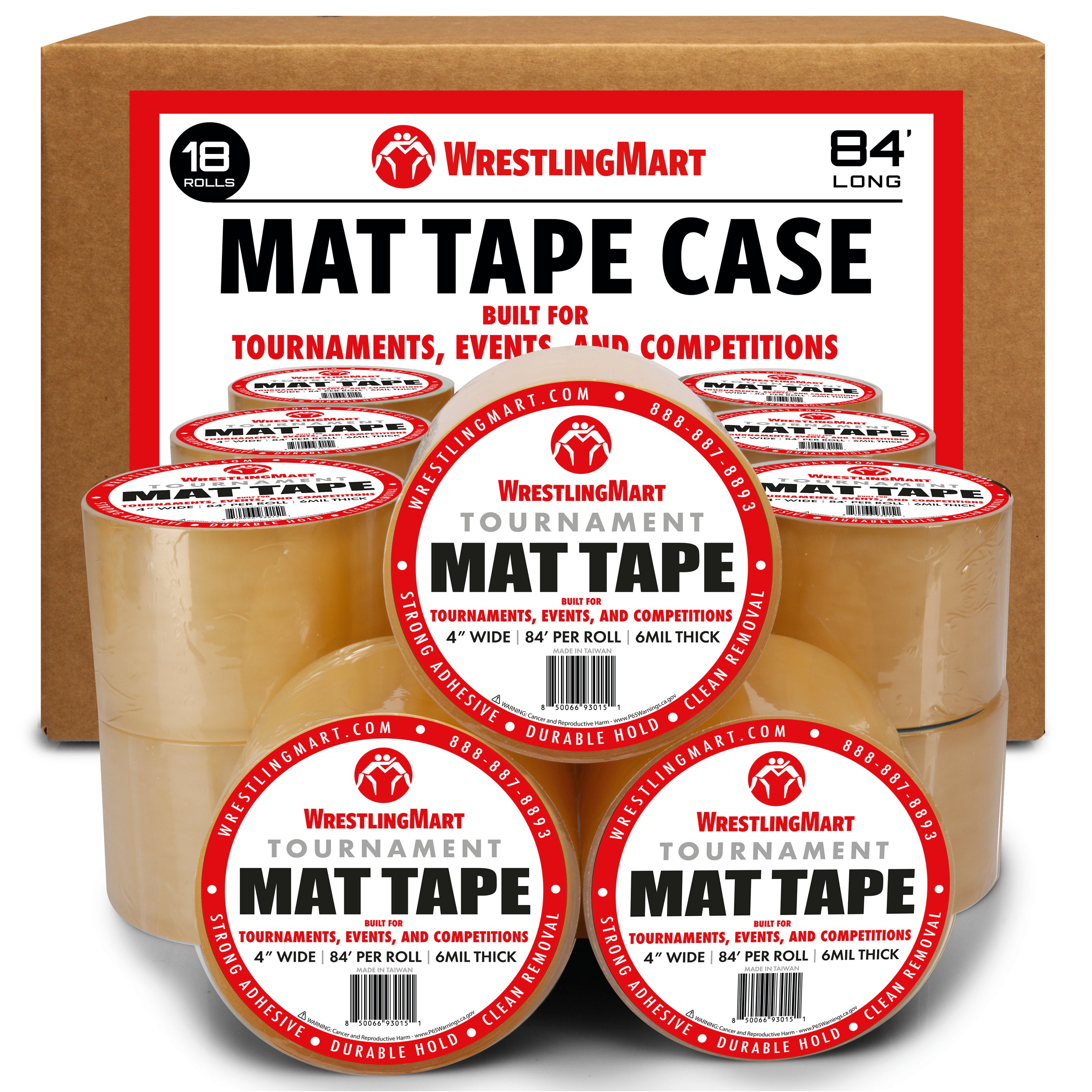 WrestlingMart 4 Inch Tournament Mat Tape Case (1 Case/18 rolls)
