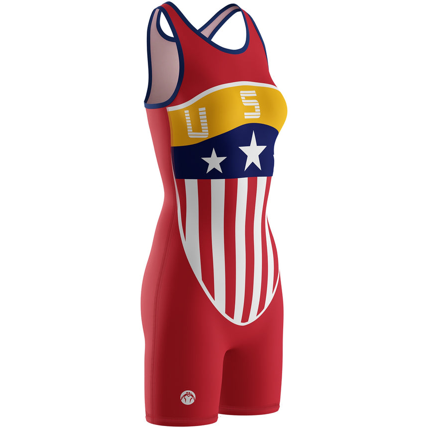 WrestlingMart Women's USA Shield Singlet