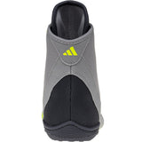 Adidas Adizero 7 Wrestling Shoes in Grey, Black, and Yellow back view
