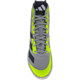 Adidas Adizero 7 Wrestling Shoes in Grey, Black, and Yellow top view