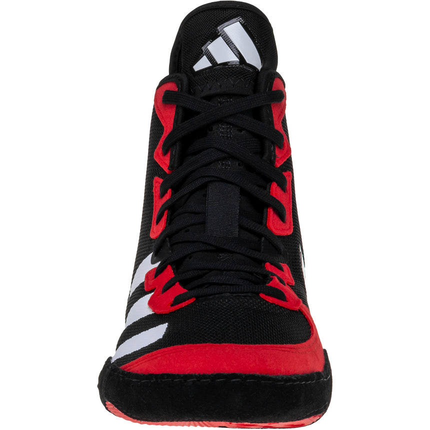 Adidas Adizero 7 Wrestling Shoes in Red, Black, and White front view