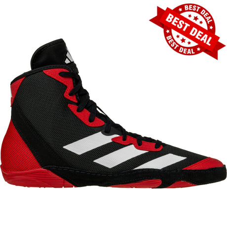 Adidas Adizero 7 Wrestling Shoes in Red, Black, and White side view