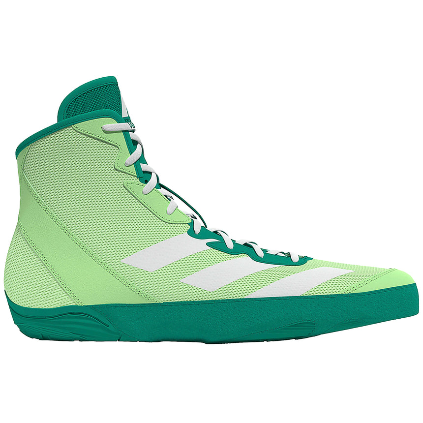 Adidas Adizero 2025 Edition Wrestling Shoes in Lime, White and Teal side view