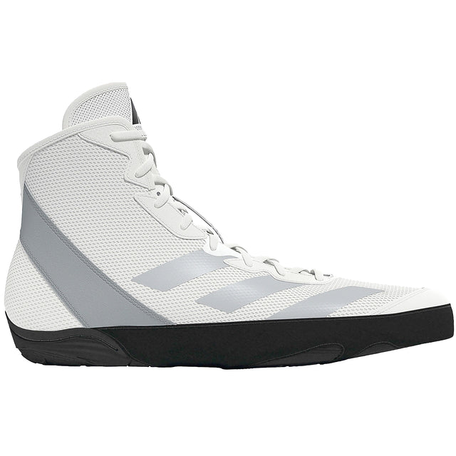 Adidas Adizero 2025 Edition Wrestling Shoes in White, Silver and Black side view