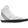 Adidas Adizero 2025 Edition Wrestling Shoes in White, Silver and Black side view