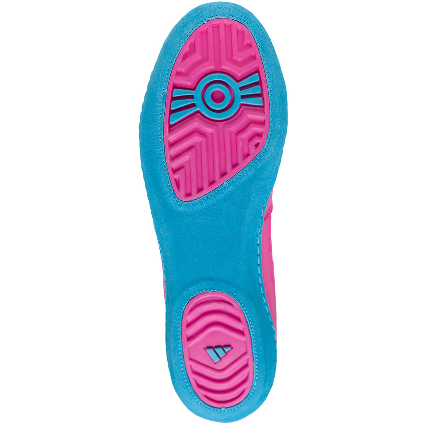 Adidas Combat Speed 4 Wrestling Shoes in Pink, White and Cyan sole view
