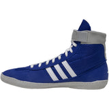 Adidas Combat Speed 4 Wrestling Shoes in Royal, White and Grey side view 2