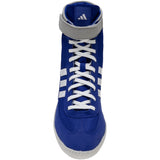Adidas Combat Speed 4 Wrestling Shoes in Royal, White and Grey top view