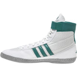 Adidas Combat Speed 4 Wrestling Shoes in White, Teal and Grey side view 2