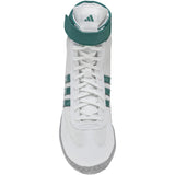 Adidas Combat Speed 4 Wrestling Shoes in White, Teal and Grey top view