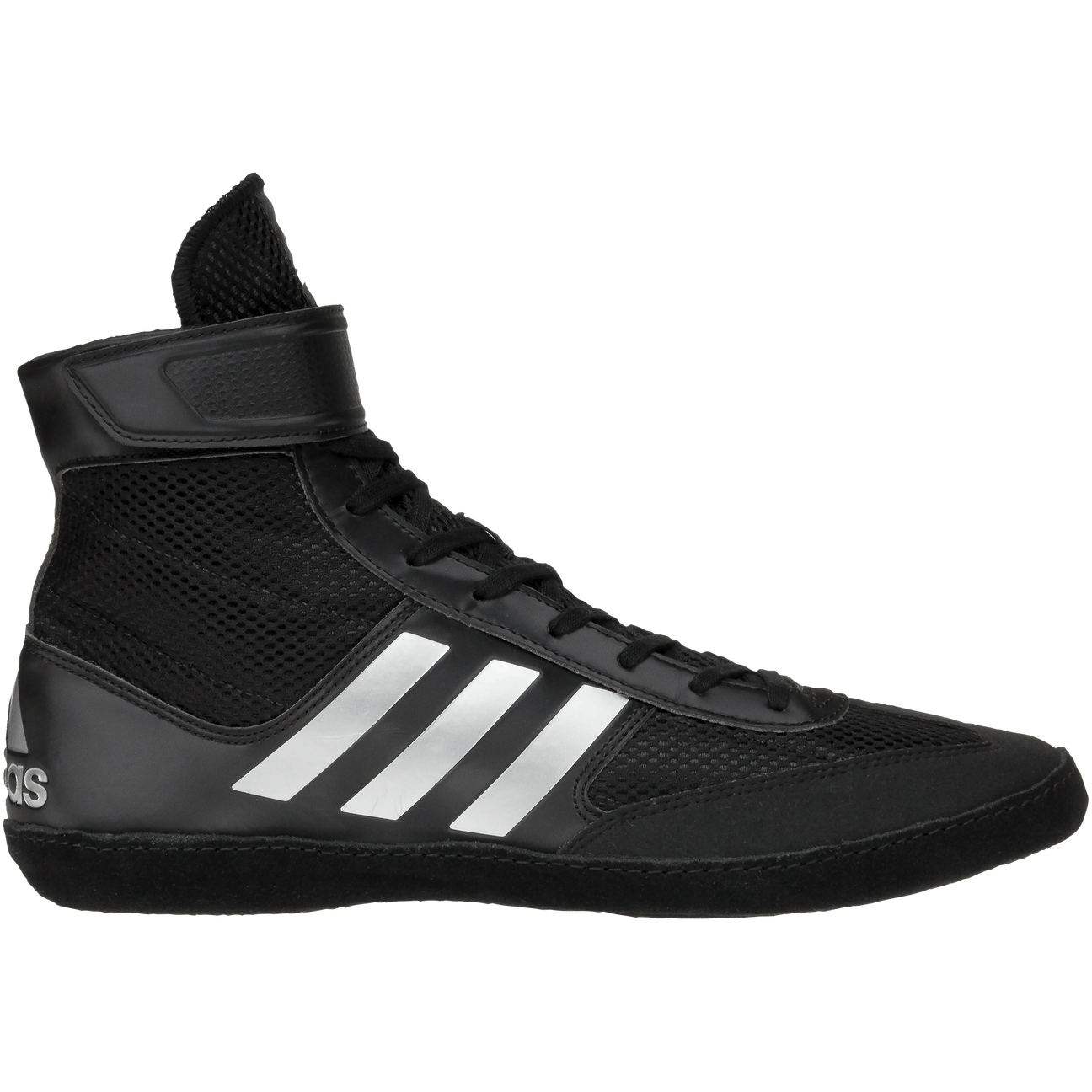 Adidas Combat Speed 5 Wrestling Shoes in Black, White and Silver side view