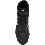 Adidas Combat Speed 5 Wrestling Shoes in Black, White and Silver top view
