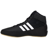 Adidas HVC 2 Kids Wrestling Shoes in Black, White, and Gum side view 2