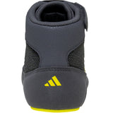 Adidas HVC 2 Kids Wrestling Shoes in Grey and Yellow back view
