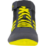 Adidas HVC 2 Kids Wrestling Shoes in Grey and Yellow front view
