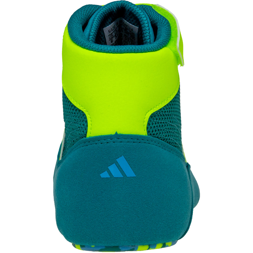 Adidas HVC 2 Kids Wrestling Shoes in Teal, Green, and Cyan back view