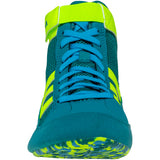 Adidas HVC 2 Kids Wrestling Shoes in Teal, Green, and Cyan front view