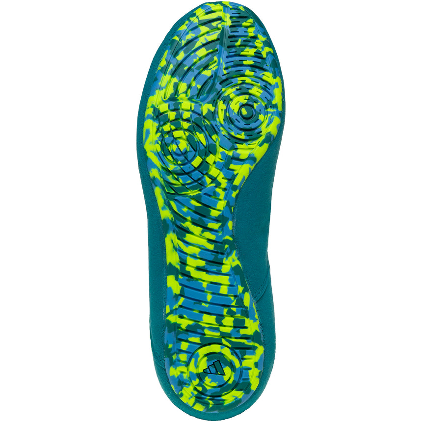 Adidas HVC 2 Kids Wrestling Shoes in Teal, Green, and Cyan sole view