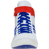 Adidas HVC 2 Wrestling Shoes 2024 Edition in White, Red and Blue front view