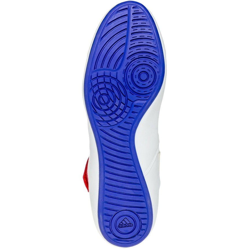 Adidas HVC 2 Wrestling Shoes 2024 Edition in White, Red and Blue sole view