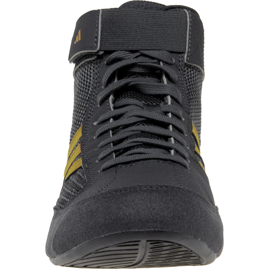 Adidas HVC 2 Wrestling Shoes in Black and Gold front view