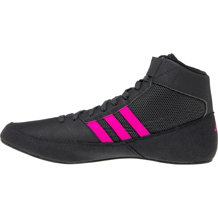 Adidas HVC 2 Wrestling Shoes in Black and Hot Pink side view 2